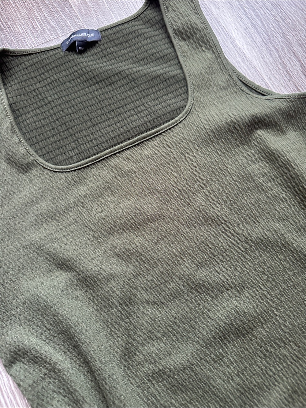 Olive Ribbed Square-Neck Tank - Picture 4 of 5